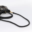 Miu Miu Hand Bag Leather 2way Black Gold Tone Auth 167722M-8