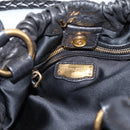Miu Miu Hand Bag Leather 2way Black Gold Tone Auth 167722M-20
