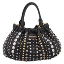 Miu Miu Hand Bag Leather 2way Black Gold Tone Auth 167722M-13