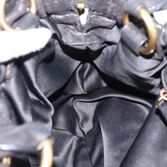 Miu Miu Hand Bag Leather 2way Black Gold Tone Auth 167722M