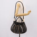 Miu Miu Hand Bag Leather 2way Black Gold Tone Auth 167722M-25