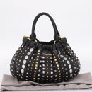 Miu Miu Hand Bag Leather 2way Black Gold Tone Auth 167722M-12