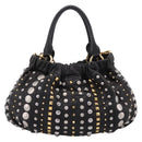 Miu Miu Hand Bag Leather 2way Black Gold Tone Auth 167722M-2