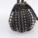 Miu Miu Hand Bag Leather 2way Black Gold Tone Auth 167722M-3