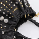 Miu Miu Hand Bag Leather 2way Black Gold Tone Auth 167722M-6