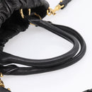 Miu Miu Hand Bag Leather 2way Black Gold Tone Auth 167722M-7