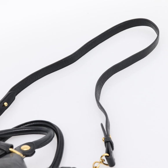 Miu Miu Hand Bag Leather 2way Black Gold Auth 167723M