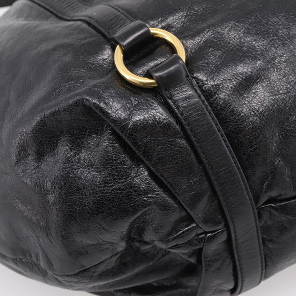 Miu Miu Hand Bag Leather 2way Black Gold Auth 167723M