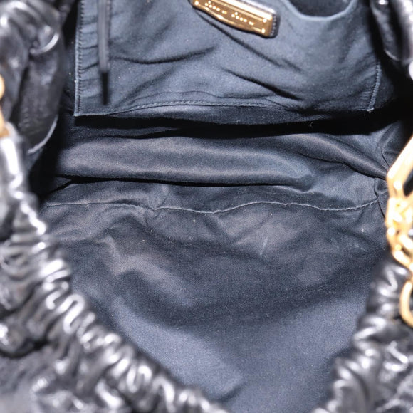 Miu Miu Hand Bag Leather 2way Black Gold Auth 167723M