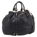 Miu Miu Hand Bag Leather 2way Black Gold Auth 167723M-1