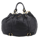 Miu Miu Hand Bag Leather 2way Black Gold Auth 167723M-13