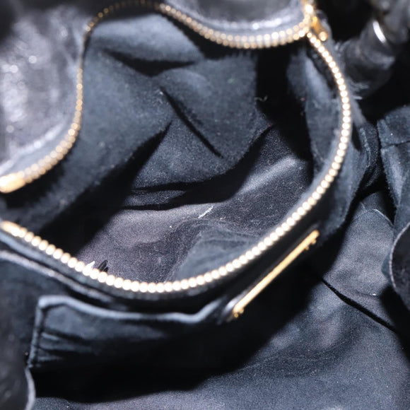 Miu Miu Hand Bag Leather 2way Black Gold Auth 167723M