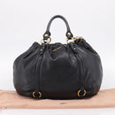 Miu Miu Hand Bag Leather 2way Black Gold Auth 167723M-12