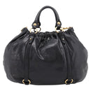Miu Miu Hand Bag Leather 2way Black Gold Auth 167723M-2