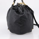 Miu Miu Hand Bag Leather 2way Black Gold Auth 167723M-3