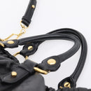 Miu Miu Hand Bag Leather 2way Black Gold Auth 167723M-8