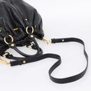 Miu Miu Hand Bag Leather 2way Black Gold Auth 167723M-9