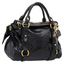 Miu Miu Hand Bag Leather 2way Black Gold Tone Auth 167724SAM-1