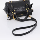 Miu Miu Hand Bag Leather 2way Black Gold Tone Auth 167724SAM-9