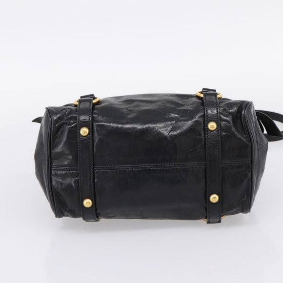 Miu Miu Hand Bag Leather 2way Black Gold Tone Auth 167724SAM
