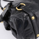 Miu Miu Hand Bag Leather 2way Black Gold Tone Auth 167724SAM-18