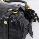 Miu Miu Hand Bag Leather 2way Black Gold Tone Auth 167724SAM-19