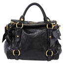 Miu Miu Hand Bag Leather 2way Black Gold Tone Auth 167724SAM-13