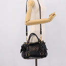 Miu Miu Hand Bag Leather 2way Black Gold Tone Auth 167724SAM-25