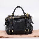 Miu Miu Hand Bag Leather 2way Black Gold Tone Auth 167724SAM-12
