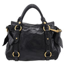 Miu Miu Hand Bag Leather 2way Black Gold Tone Auth 167724SAM-2