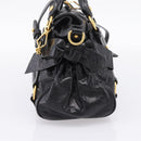 Miu Miu Hand Bag Leather 2way Black Gold Tone Auth 167724SAM-4