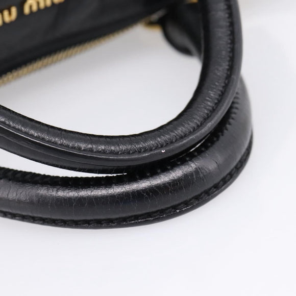 Miu Miu Hand Bag Leather 2way Black Gold Tone Auth 167724SAM