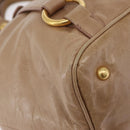 Miu Miu Hand Bag Leather 2way Beige Gold Auth 167725M-17