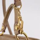 Miu Miu Hand Bag Leather 2way Beige Gold Auth 167725M-21