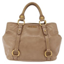 Miu Miu Hand Bag Leather 2way Beige Gold Auth 167725M-13