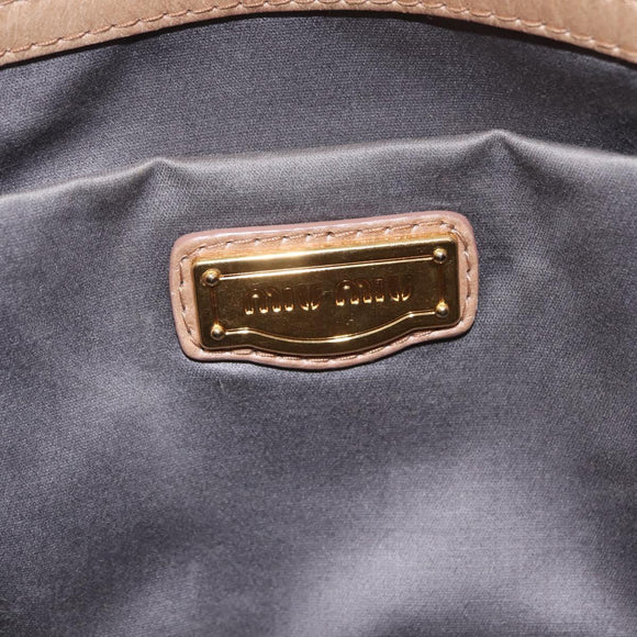Miu Miu Hand Bag Leather 2way Beige Gold Auth 167725M