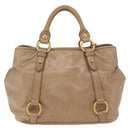 Miu Miu Hand Bag Leather 2way Beige Gold Auth 167725M-2