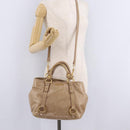Miu Miu Hand Bag Leather 2way Beige Gold Auth 167725M-30