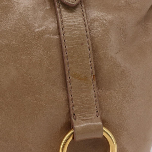 Miu Miu Hand Bag Leather 2way Beige Gold Auth 167725M
