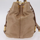 Miu Miu Hand Bag Leather 2way Beige Gold Auth 167725M-5
