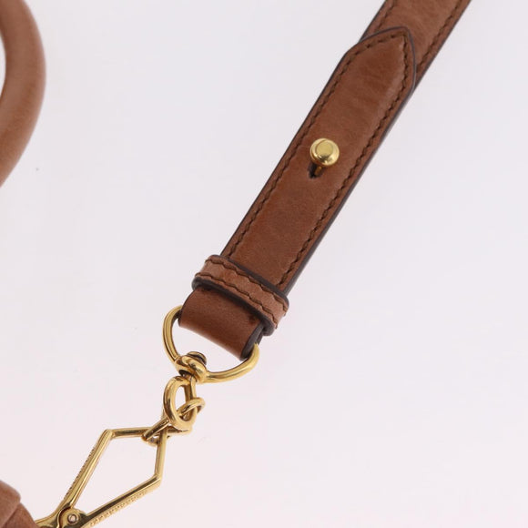 Miu Miu Hand Bag Leather 2way Brown Gold Auth 167726M