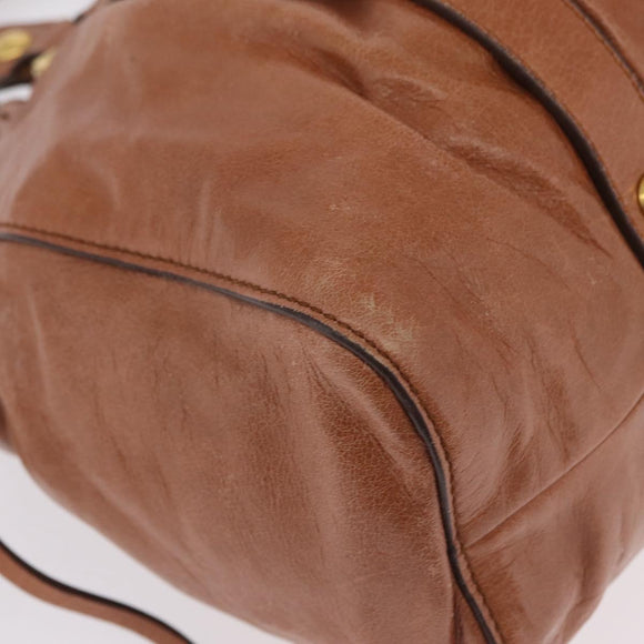 Miu Miu Hand Bag Leather 2way Brown Gold Auth 167726M