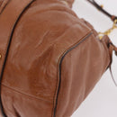 Miu Miu Hand Bag Leather 2way Brown Gold Auth 167726M-18
