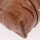 Miu Miu Hand Bag Leather 2way Brown Gold Auth 167726M-19