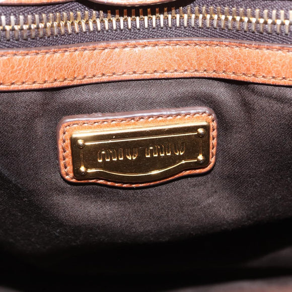 Miu Miu Hand Bag Leather 2way Brown Gold Auth 167726M