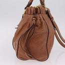 Miu Miu Hand Bag Leather 2way Brown Gold Auth 167726M-4