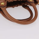 Miu Miu Hand Bag Leather 2way Brown Gold Auth 167726M-7