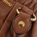 Miu Miu Hand Bag Leather 2way Brown Gold Auth 167726M-8