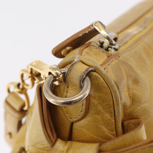 Miu Miu Shoulder Bag Leather Yellow Gold Auth 167727A
