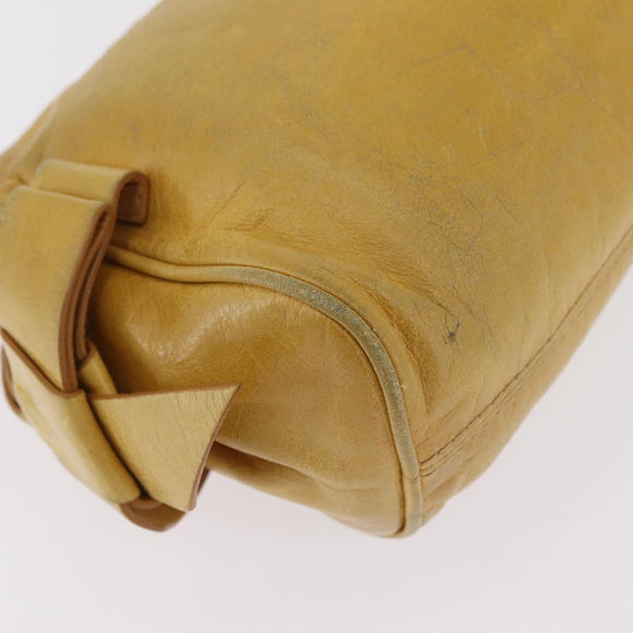 Miu Miu Shoulder Bag Leather Yellow Gold Auth 167727A